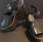 open toe sexy black ankle strap platform wedge sandals size 8.5