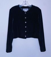 Jessica Howard Vintage Black Velvet Button Down Shirt Blazer Women's Size 8