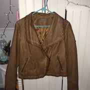 BROWN FAUX LEATHER JACKET - BAGATELLE