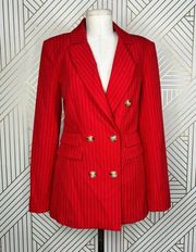 C/MEO Collective Go From Here Double Breasted Red Pinstripe Blazer Size US Small