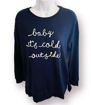 Secret Treasures Baby It’s Cold Outside Soft Long Sleeve Top Navy Blue S
