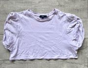 Lulu's Lilac Purple Balloon Sleeve Short Sleeve Crop Top 100% Cotton T-Shirt S