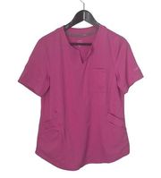 Cuddl Duds Climate Right Womens Scrub Uniform Top Medical Stretch Pink Small