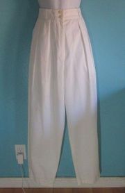 Jaeger Vintage Pleated High Waist White Cotton Pant About Size 8