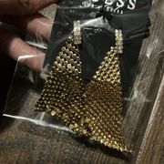 Guess Gold Long Chain & Rhinestone Earrings