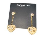 Coach Signature Heart Drop Earrings, NIB