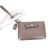 Womens Coach Turn Lock Gunmetal Wristlet Small Handbag Clutch