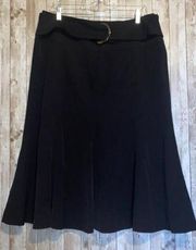 Women's East 5th Classic Black Flare Belted Side Zip Skirt Plus Size 14