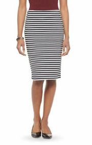 Womens  Ponte Knit Striped Pencil Skirt w Stretch - Sz 12