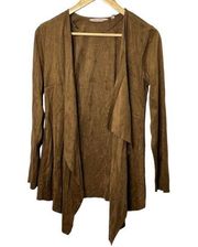 Soft Surroundings Brown Faux Suede Open Swing Wrap Top Sweater Women's XS