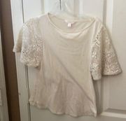 Lauren Conrad crocheted sleeved tee xs