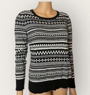 Merona | Fair Isle Sweater | Size Large |  Black  & White Winter Essential