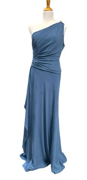 David’s Bridal Georgette 14 steel blue bridesmaid dress