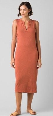 PRANA Foundation Tencel Midi Dress
in Liqueur Heather Burnt Orange M