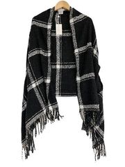 MUD PIE Wrap Scarf Plaid Black & White One Size Black & White Fall Winter