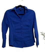 Zac & Rachel Cobalt Blue Fitted Button Down Blouse Size Medium