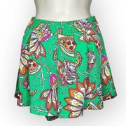 GB Gianni Bini Green Tropical Floral Pleated Shorts Size S