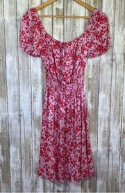 NWT Cupcakes & Cashmere Floral Puff Sleeve Smocked Waist Dress 