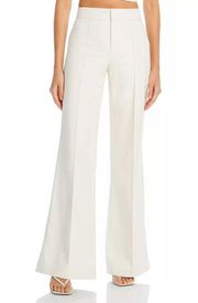 NWT Alice + Olivia Dylan High Waist Wide Leg Pants, Ecru Vegan Leather Sz 2 $330