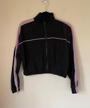 full zip cropped windbreaker jacket black pink 90’s women’s size S