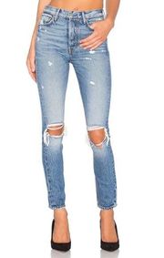 GRLFRND Karolina Ripped High Waist Ankle Skinny Jeans In Treasure Size 24