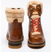 Clarks Orianna Hiker Boots Brown Leather Fur Trim Women’s size 7