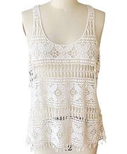 NWT ~ SIGNATURE STUDIO Boho Ivory Crochet Bohemian Tank Top ~ Women's Size XL