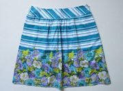 NWoT Talbots Turquoise Floral Striped Cotton Pleated Full A-line Skirt 10P