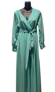 PinkBlush Mint Green Chiffon Long Sleeve Pleated Maternity Maxi Dress