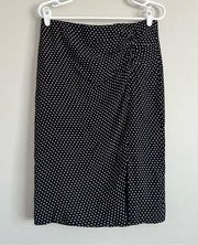 Ann Taylor Women’s Black White Polka Dot Ruched Pencil Skirt Size 8