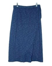 Talbots Skirt Womens Small Blue Stripe Tulip Hem Midi Wrap Front Side Tie Preppy