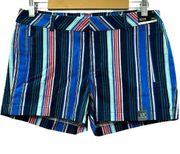 a.n.a. A New Approach Navy Blue Multicolor Striped Twill Shorts Size 8