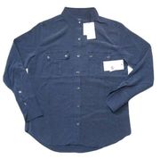 NWT Equipment Bleone in Indigo Silk Utility Roll Sleeve Button Down Shirt M $325