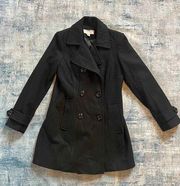 Anne Klein Black Double Breasted Wool Blend Pea Coat Size S