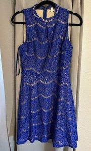 Blue sleeveless lace dress