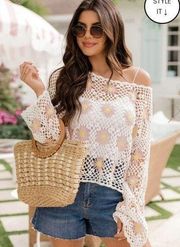 Pink Lily Crochet Sweater