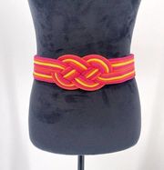 80s 90s Multicolor Braided Rope Belt Womens M/L Pink Multicolor Costume Macrame