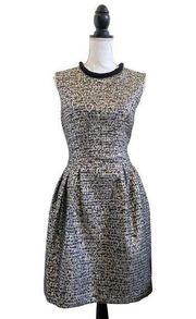 Badgley Mischka Belle Metallic Tweed Fit & Flare Dress Black & Silver Women’s 12