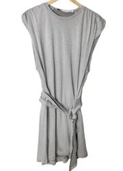 IRO Low Belted Ruched Cotton-Blend Jersey Mini Dress Gray Size XS