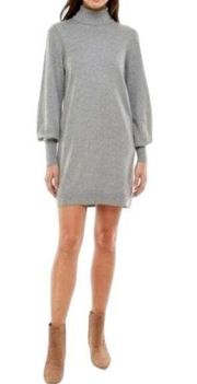 Wayf Morela Sweater Dress Womens Small Gray Turtleneck Long Sleeve Short