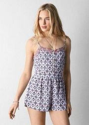 American Eagle Pink Patterned Adjustable Straps Romper Size Extra Small XS