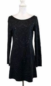 CALYPSO ST. Barth Medium Embroidered Sequins Long Sleeve Mini Casual Dress