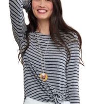 Stella and Dot Tatum top Grey and Navy Stripe Size small