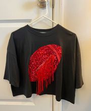 Sequin Game day Football Fringe Crop Top