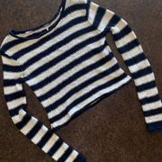 Free People  Beach Black and Cream Striped Crop Sweater
 - size small