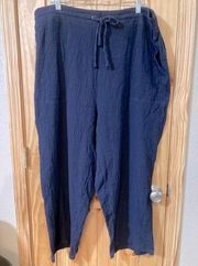 NWOT -  size 3X 100% cotton pull-on, wide-leg crinkle pants