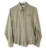 Columbia PFG Womens Vented Camp Shirt Size Small Fishing Cream Khaki