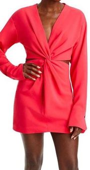 NEW A.L.C Zoey Twist-Front Crepe Mini Dress Red / Hot Pink