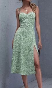 Green Floral Midi Dress