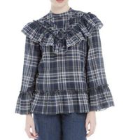 NWT MAX STUDIO Plaid Ruffles TOP medium